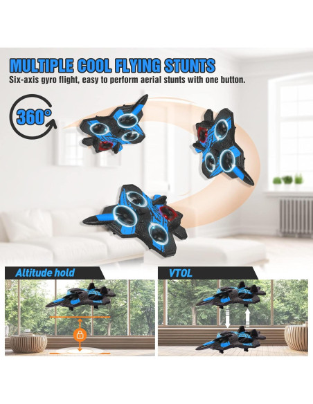 Avión RC Ykanzz V17 Azul, Acrobacias, 2 Baterías, 100m