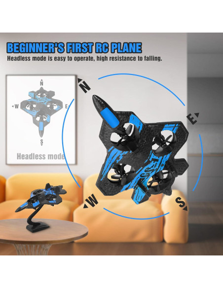 Avión RC Ykanzz V17 Azul, Acrobacias, 2 Baterías, 100m