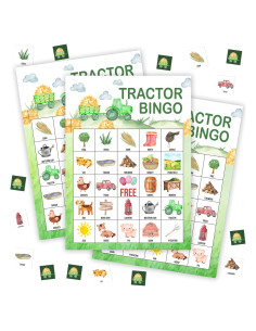 Juego de Bingo Tractores de Granja Tranfvging 24 Tarjetas