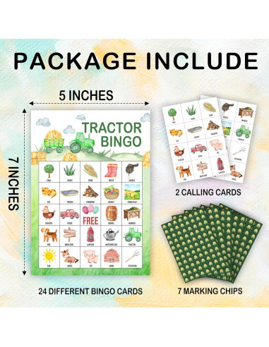 Juego de Bingo Tractores de Granja Tranfvging 24 Tarjetas