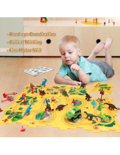 Juego de Puzzle de Pista de Coche XAZASTOV con Dinosaurios 2