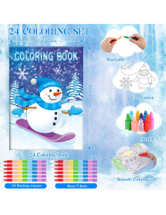 BenLouis 24 Libros de Colorear Congelados + 24 Crayones 2