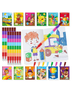 BenLouis 24 Libros de Colorear Mini + 24 Crayones para Niños