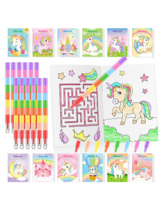 BenLouis 24 Libros de Colorear Unicornio + 24 Crayones