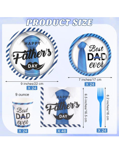 Juego de Vajilla Desechable 144 Piezas Día del Padre Kochorie 2