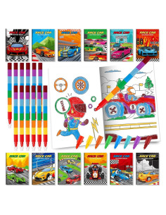BenLouis 24 Libros de Colorear Autos de Carreras + 24 Crayones