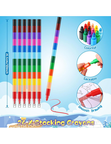 BenLouis 24 Libros para Colorear Invierno + 24 Crayones