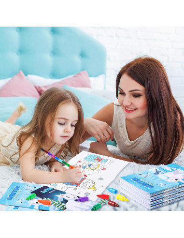 BenLouis 24 Libros para Colorear Invierno + 24 Crayones