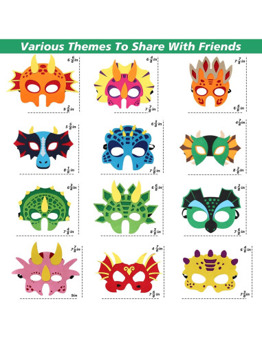 Máscaras de Fieltro Zalmoxe para Niños - Fiesta Dinosaurios