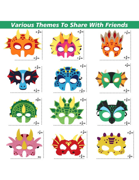 Máscaras de Fieltro Zalmoxe para Niños - Fiesta Dinosaurios