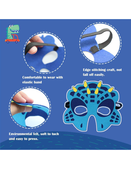 Máscaras de Fieltro Zalmoxe para Niños - Fiesta Dinosaurios