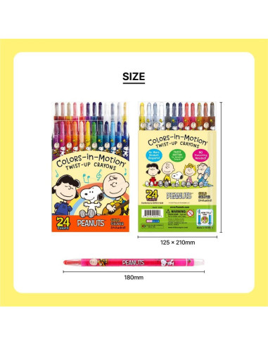 Crayones Twist-Up Peanuts 24 Colores No Tóxicos