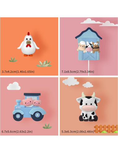 Decoraciones para Pasteles de Granja Zafena 6 Piezas Azul