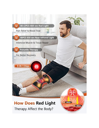 Férula de Rodilla RELEXNOW con Luz Roja y Masaje Inalámbrico