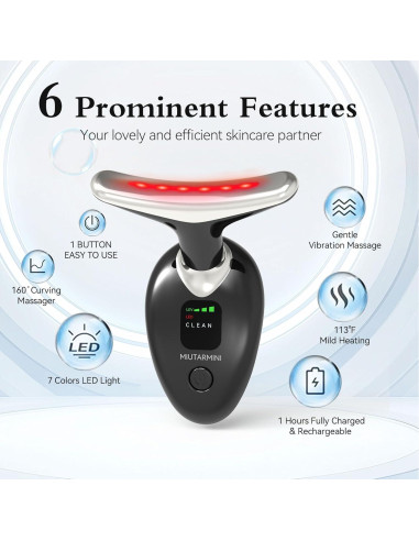 Masajeador Facial MIUTARMINI Negro con Luz Roja y 3 Modos
