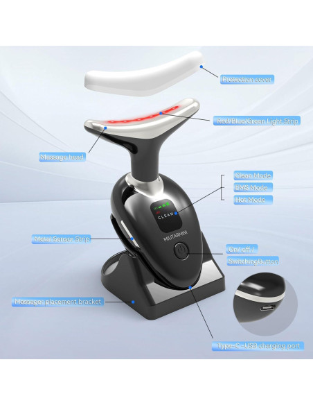 Masajeador Facial MIUTARMINI Negro con Luz Roja y 3 Modos