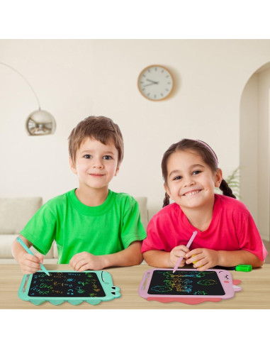 Tableta de Escritura LCD Fullware 10" Verde-Rosa para Niños