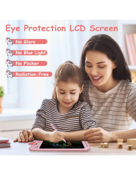 Tableta de Escritura LCD Fullware 10" Verde-Rosa para Niños