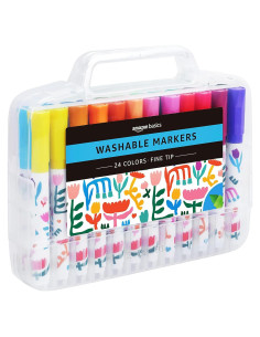 Marcadores Lavables Amazon Basics Punta Fina 24 Colores