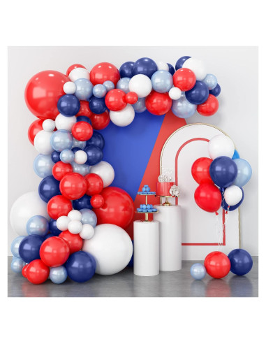 Arco de globos Isndare rojo azul blanco para fiestas