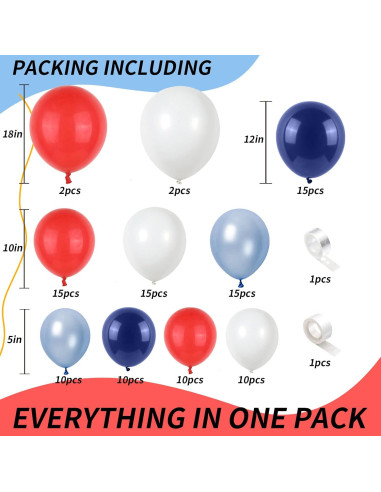 Arco de globos Isndare rojo azul blanco para fiestas