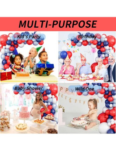 Arco de globos Isndare rojo azul blanco para fiestas