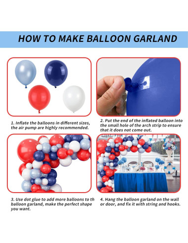 Arco de globos Isndare rojo azul blanco para fiestas