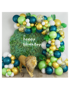 Arco de Globos Isndare Verde Blanco Dorado 91 Piezas