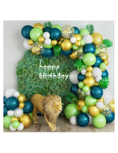 Arco de Globos Isndare Verde Blanco Dorado 91 Piezas