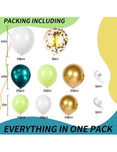 Arco de Globos Isndare Verde Blanco Dorado 91 Piezas 2