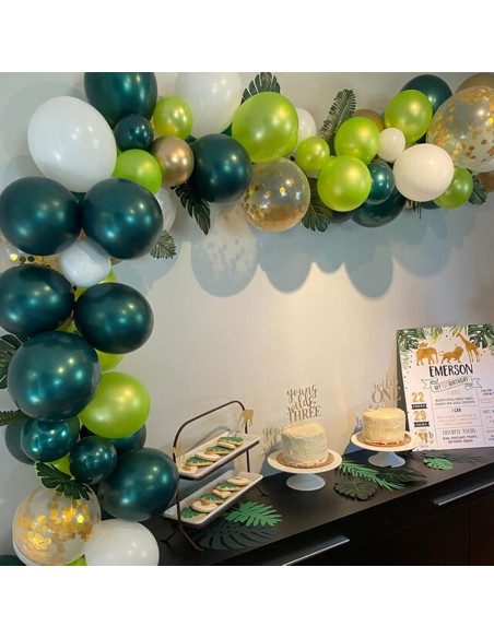 Arco de Globos Isndare Verde Blanco Dorado 91 Piezas