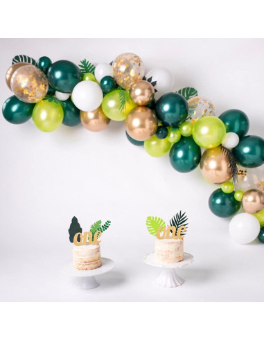 Arco de Globos Isndare Verde Blanco Dorado 91 Piezas