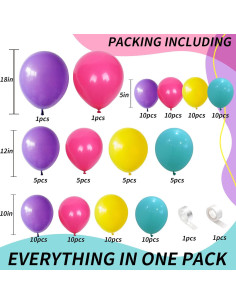 Arco de Globos Isndare Rosa, Azul, Amarillo y Púrpura 2