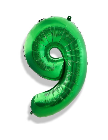 Globo de Número 9 Verde Oscuro 100 cm Foil para Cumpleaños