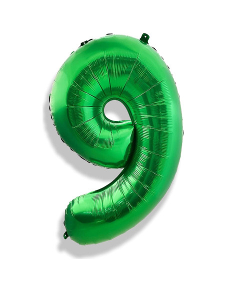 Globo de Número 9 Verde Oscuro 100 cm Foil para Cumpleaños
