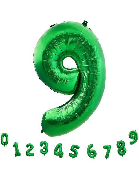 Globo de Número 9 Verde Oscuro 100 cm Foil para Cumpleaños