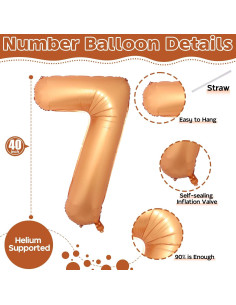 Globo Número 7 Naranja Gigante 101,6 cm Autoinflable 2