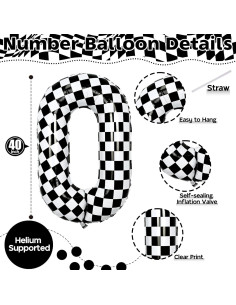 Globo Gigante 0 Rayas Blancas y Negras 40 cm Foil 2