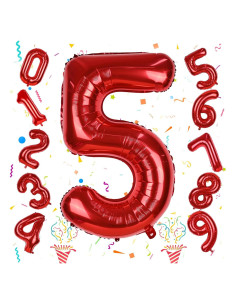 Globo Gigante Rojo Número 5 de 101,6 cm para Fiesta