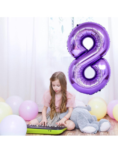 Globo de Número 7 Morado Mylar 101,6 cm para Cumpleaños
