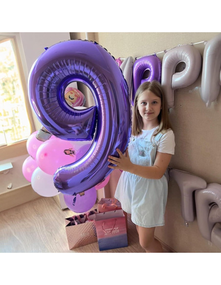 Globo de Número 7 Morado Mylar 101,6 cm para Cumpleaños