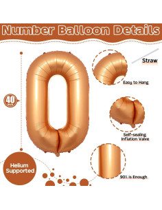 Globo Número 0 Naranja 101 cm de Foil para Fiestas 2