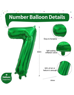 Globo Número 7 Verde Oscuro 101,6 cm para Fiestas 2
