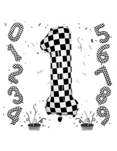 Globo Número 1 Acuadrado 40 cm Autoinflable Negro y Blanco