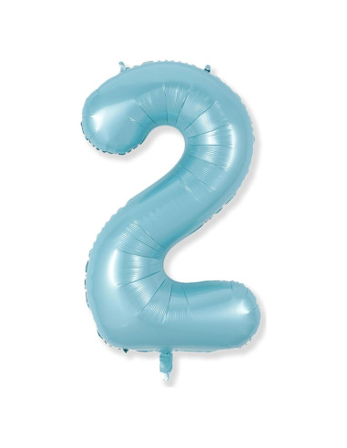 Globo de Número 2 Azul Perla 100 cm Autoinflable