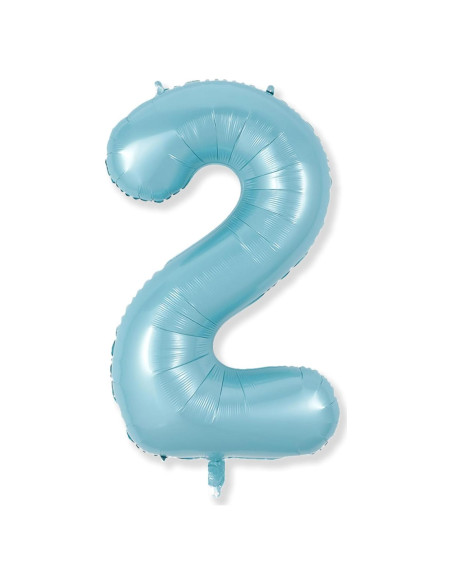 Globo de Número 2 Azul Perla 100 cm Autoinflable