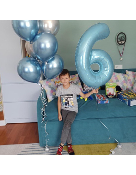 Globo de Número 2 Azul Perla 100 cm Autoinflable