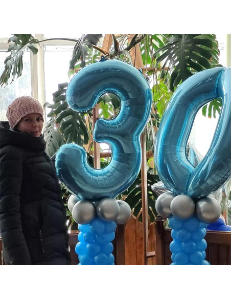 Globo de Número 2 Azul Perla 100 cm Autoinflable