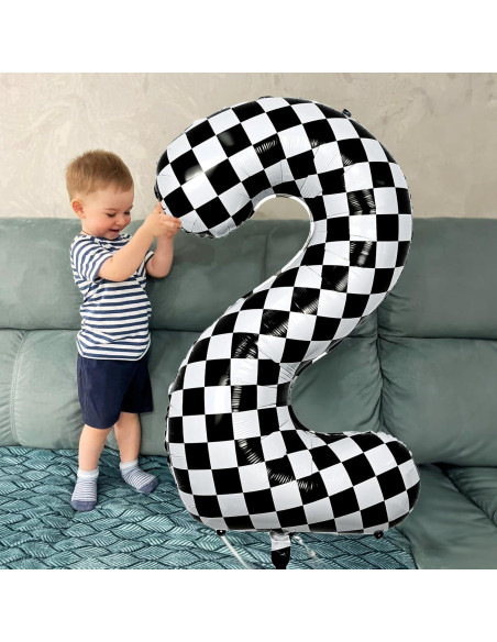 Globo de Número 4 Grande Isndare 101,6 cm Cuadros Negros