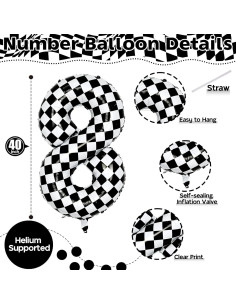 Globo Número 8 de Foil Isndare 101,6 cm a Cuadros 2